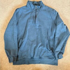 Vintage LL Bean Men's Blue Quarter-Zip Sweater